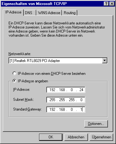 IP-Adresse festlegen