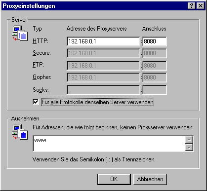 erweiterte Proxyeinstellungen