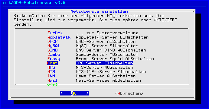 Starten des IRC-Servers