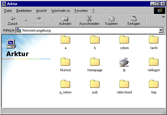 Das Arbeitsverzeichnis als Share 'homepage' in der Netzwerkumgebung