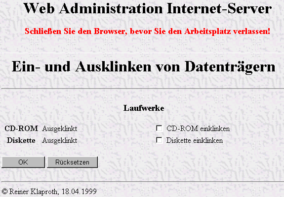 Admin-Interface:Datentrger