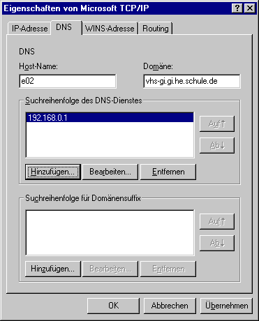 Kontrolle der DNS-Einrichtung