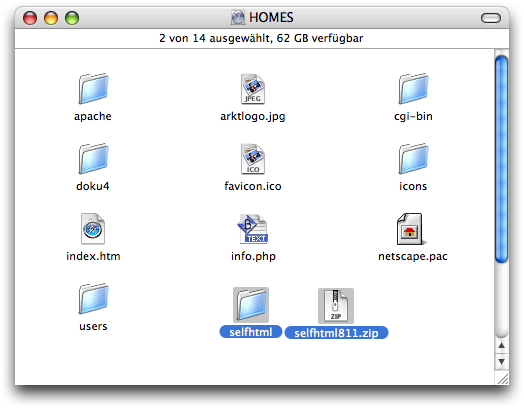 selfhtml811.zip nach /home/www/ kopieren und entpacken