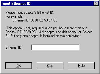 Ethernet-ID bei mehreren Netzkarten eingeben