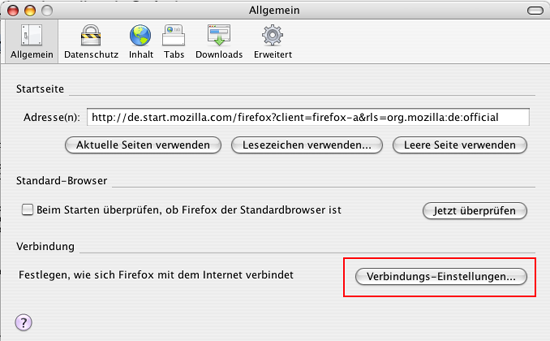 Mac OS X - automatische Proxy-Konfiguration