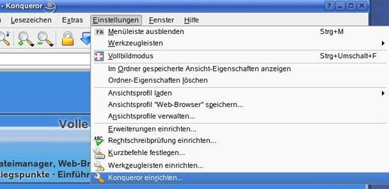 Konqueror einrichten