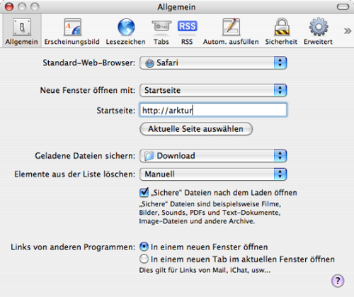 Safari - Standard-Web-Browser und Startseite einstellen