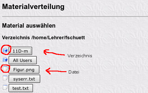 Dateiauswahldialog Materialverteilung